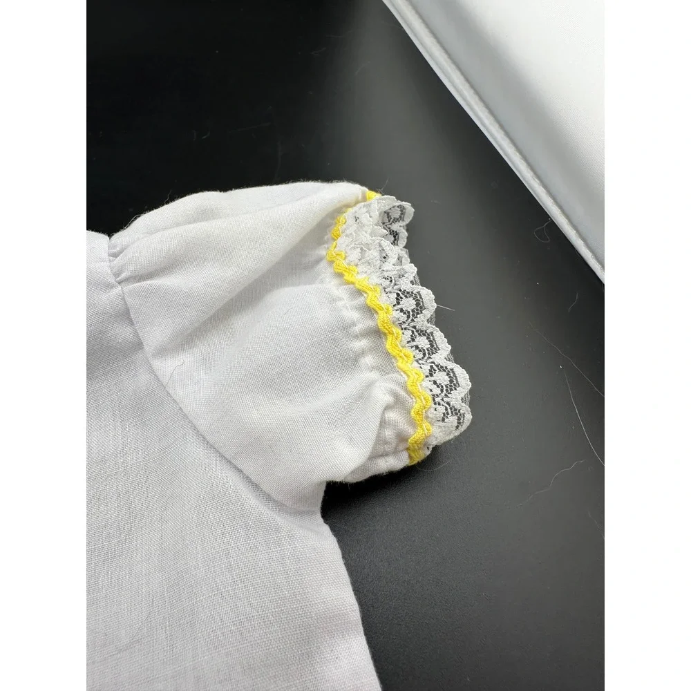 Cabbage Patch Kids Doll Shirt Kids White Lace Trim Yellow Rickrack 1980s Coleco